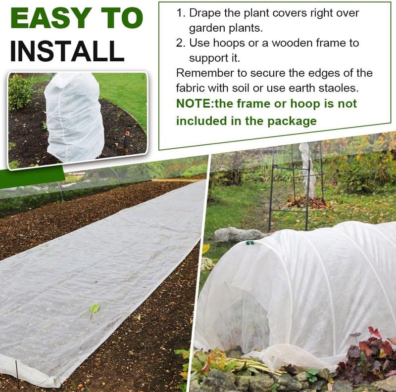 Sprthrd Plant Covers Freeze Protection, 10x50FT Reusable Thickened Winter Floating Row Covers, Frost Cloth Blanket Shade Cloth Garden Fabric Plant Cover for Raised Beds Vegetables Insect Winter Frost - Image 4